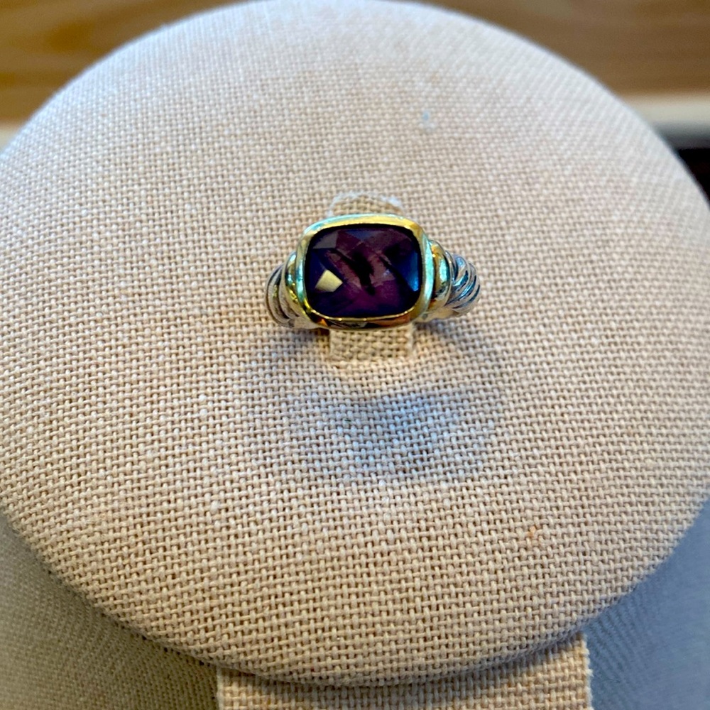 David Yurman Amethyst Sterling Silver 14 K Gold Ring